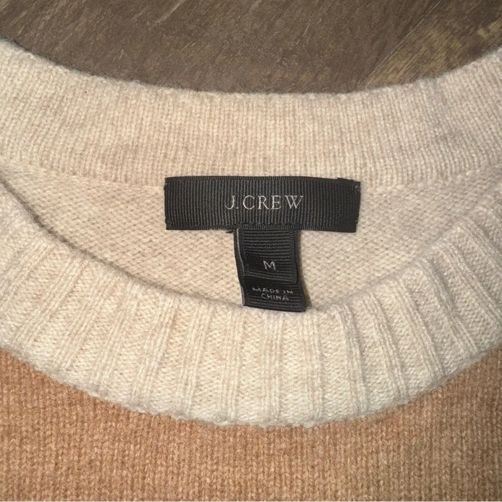 J. Crew Wool Tan and Brown Crewneck Sweater - Picture 5 of 5